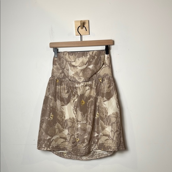 Banana Republic Tops - Banana Republic Womens Y2K Vintage 100% Silk Brown Cream Floral Strapless Top 10